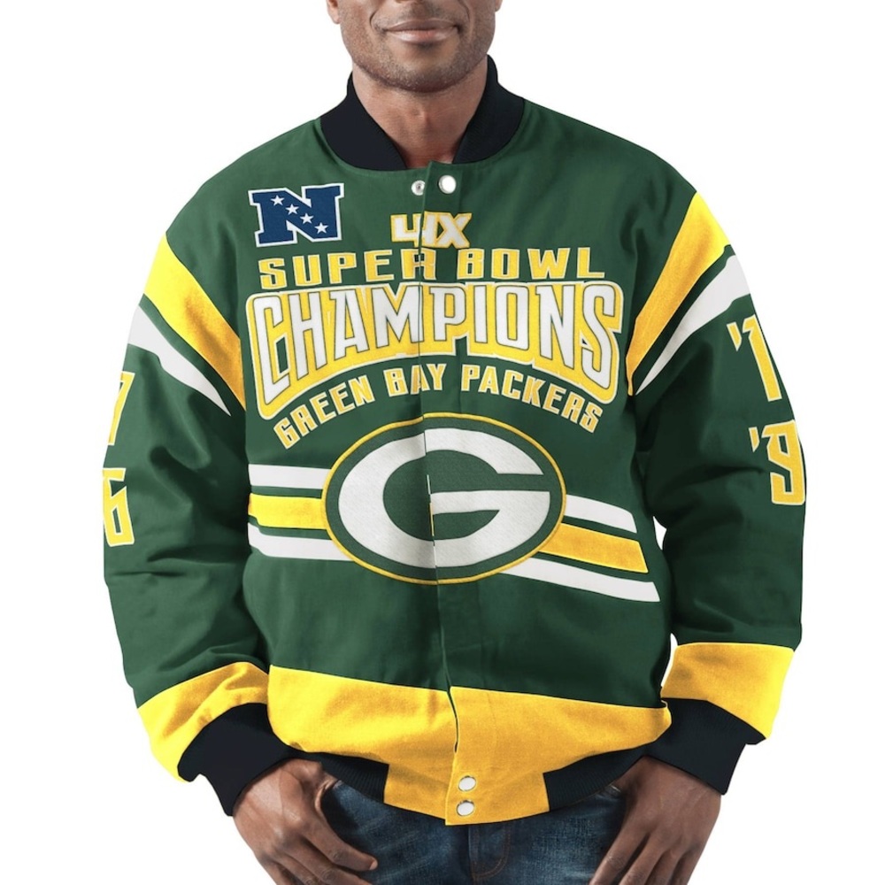 G-III Green Bay Packers 4x Super Bowl Champs Cotton Twill Jacket Size 3XL